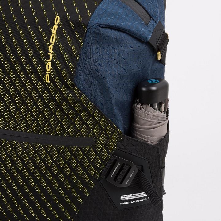 Image du produit Piquadro Sac à dos pour ordinateur portable avec compartiment pour iPad et système antivol Bleu/Jaune (25.50 l)