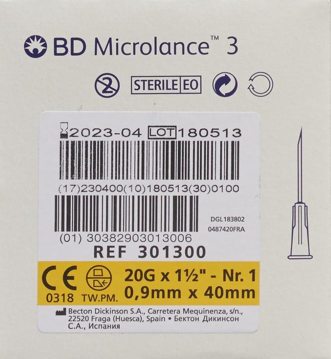 Produktbild BD Microlance 3 Injektion Kanüle 0.90x40mm gelb 100 Stk