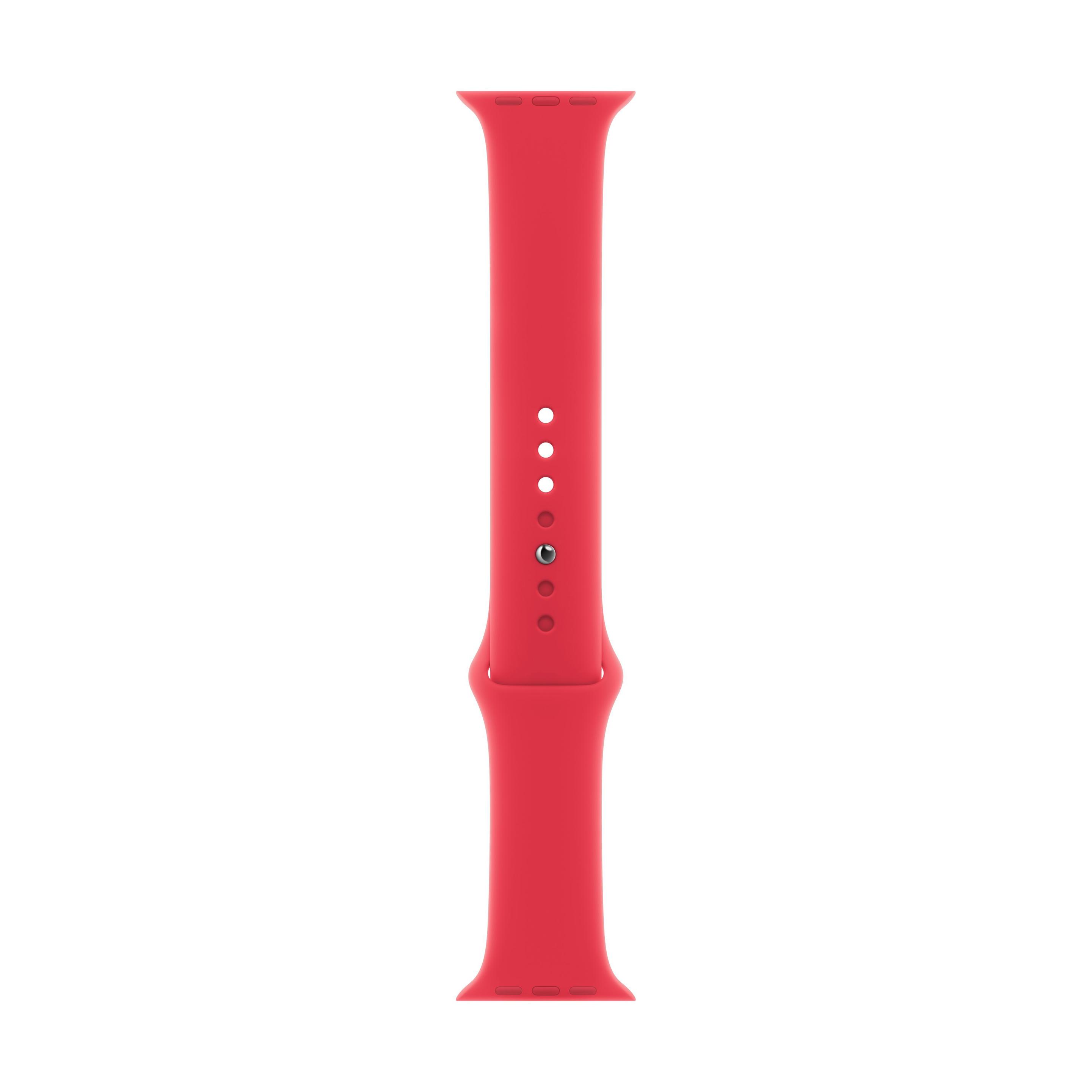 Apple Sportarmband (45 mm, Fluorelastomer, Apple Watch Series 9), Uhrenarmband, Rot