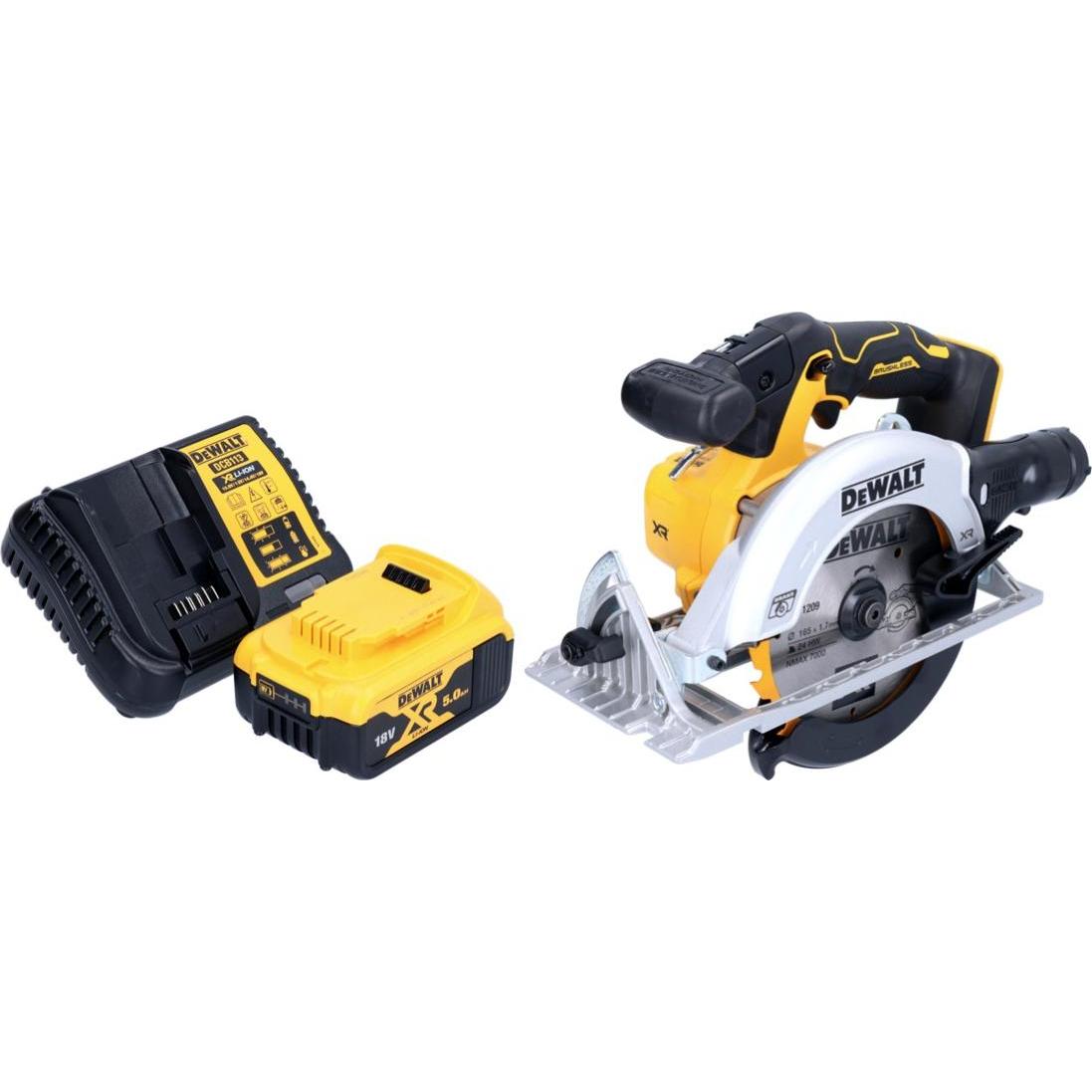 Thumbnail - DeWalt, Handkreissäge, DCS 565 P1 Akku Handkreissäge 18 V 165 mm Brushless + 1x Akku 5,0 Ah + Ladegerät