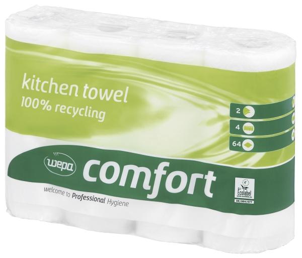 Wepa Satino by comfort keukenrol 2-laags I 4 rollen I 100% gerecycled I 167050 (1 x)