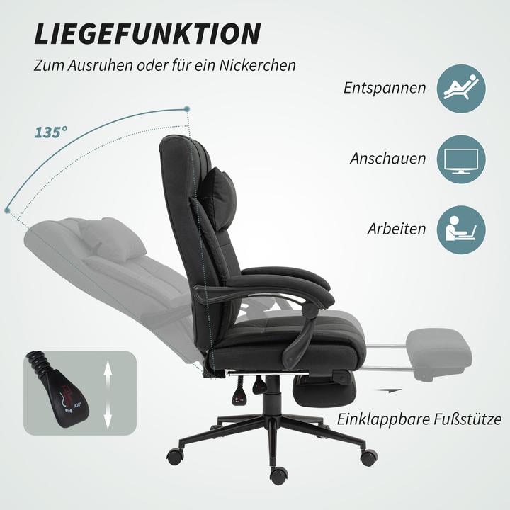 Produktbild Vinsetto Bürostuhl Polyester, Schaumstoff Schwarz