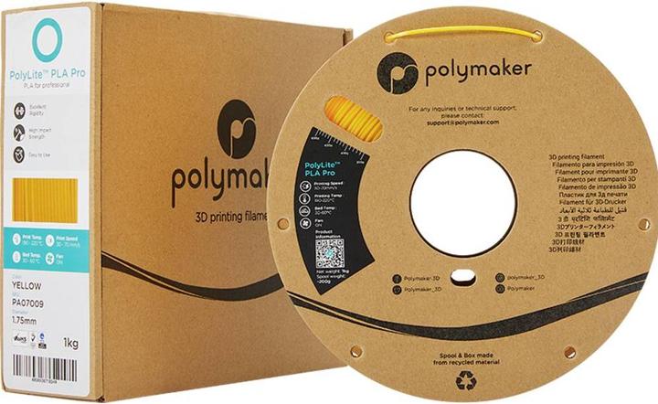 Produktbild Polymaker PolyLite PLA PRO Yellow 1.75mm 1kg (PLA-R, 1.75 mm, 1000 g, Gelb)