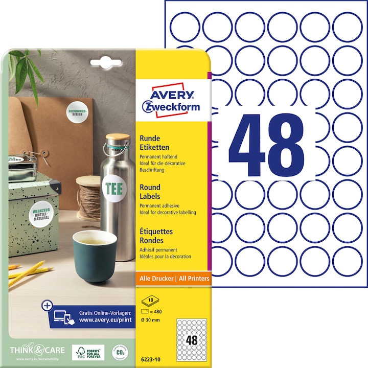Avery Runde Etiketten