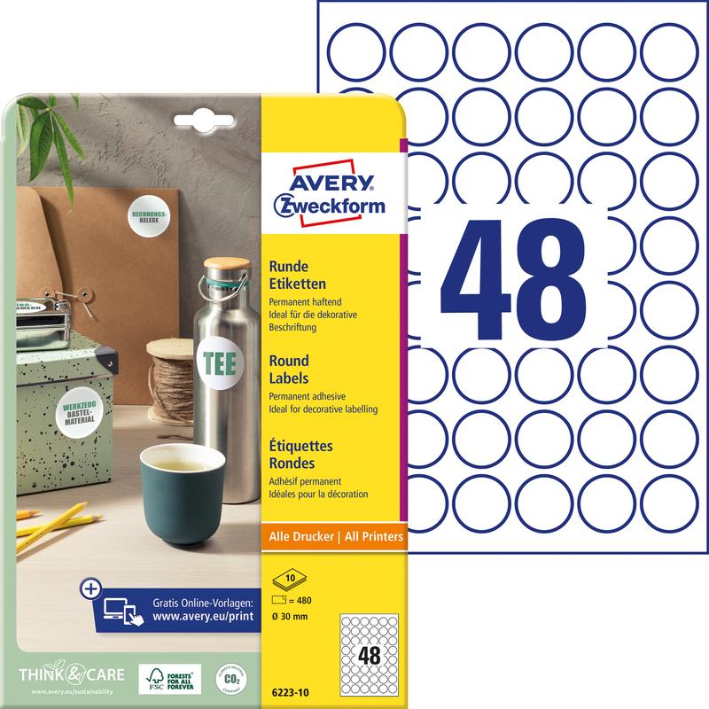 Avery, Sticker, Runde Etiketten