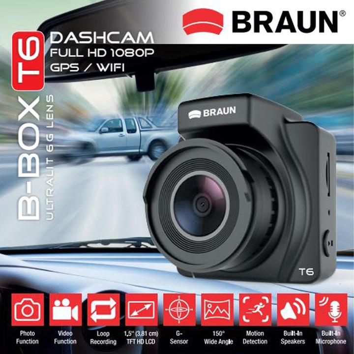 Produktbild Braun B-Box T6 Car Dashcam (Eingebautes Display, GPS-Empfänger, WLAN)