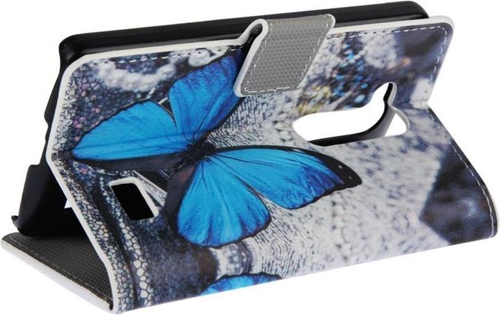 Produktbild König Design Schutzhülle Handytasche (Flip Quer) für Handy LG L Fino D290N D295 Blauer Schmetterling (LG L FIno)