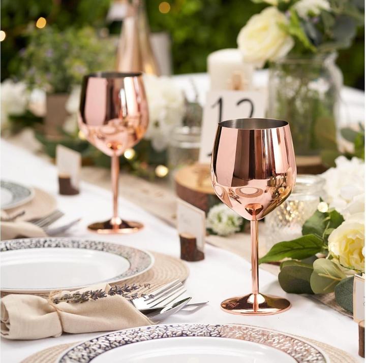 Actual product image Oak & Steel Stainless steel wine glasses rose gold set of 2 (50 cl, 2 Glasses, Wine glasses set)