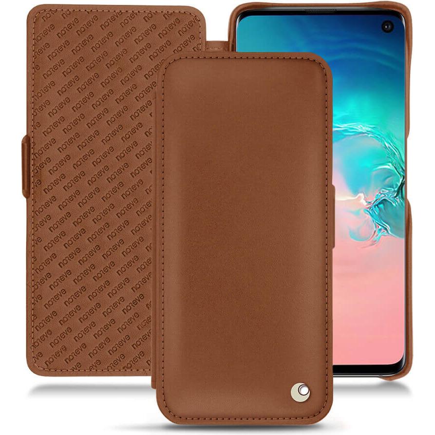 Noreve Lederschutzhülle horizontal (Samsung Galaxy S10e), Smartphone Hülle, Braun