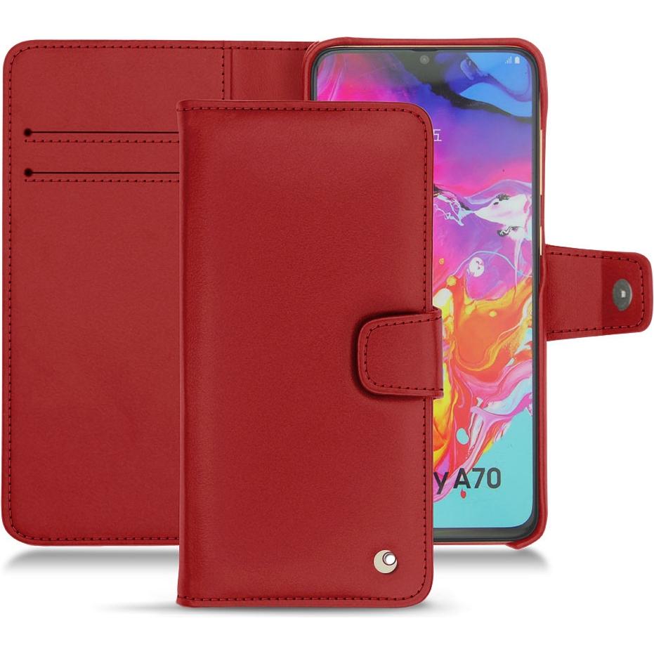 Noreve Lederschutzhülle Wallet (Samsung Galaxy A70), Smartphone Hülle, Rot