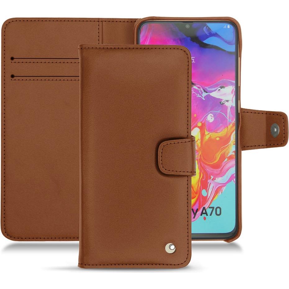 Noreve Lederschutzhülle Wallet (Samsung Galaxy A70), Smartphone Hülle, Braun