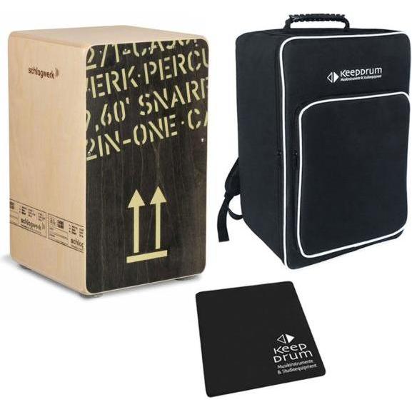 Schlagwerk CP404 BLK Cajon mit Tasche mit Sitzpad (Cajon), Perkussion, Schwarz