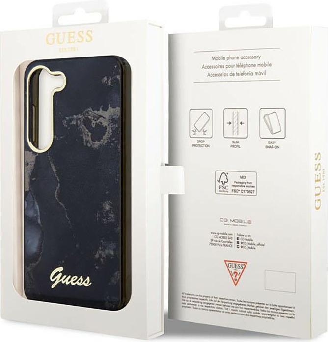 Produktbild Guess GUHCS23SHTMRSK S23 S911 black/black hardcase Golden Marble Collection (Samsung Galaxy S23)