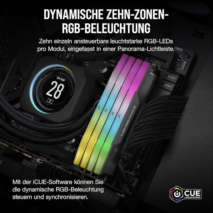 Immagine prodotto Corsair Vengeance RGB (2 x 32GB, 6000 MHz, RAM DDR5, DIMM)
