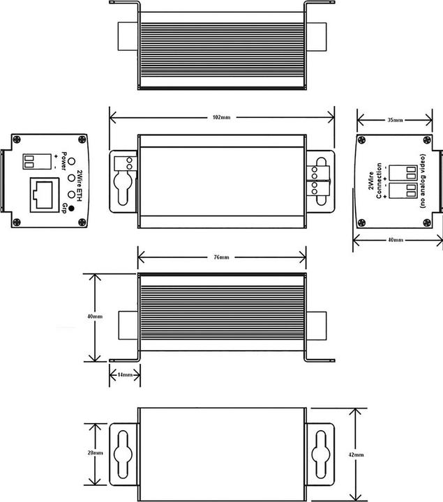 Produktbild Renkforce RF-2982884 Netzwerkverlängerung 2-Draht Reichweite (max.): 400m 2 St. 100MBit/s ohne PoE-