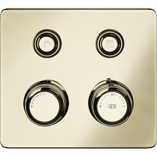 Gessi, Badarmatur, Hi-FI Fertigmontageset Thermostat mit Tasten-Bedienung on/off, 2-Wege, Regen und Handbrause, W