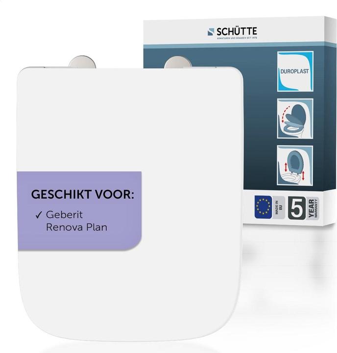 Produktbild Schütte WC Sitz Duroplast WC-Sitz WHITE E-Form PRO 4 Geberit Renova Plan Absenkautomatik 82820 Weiss