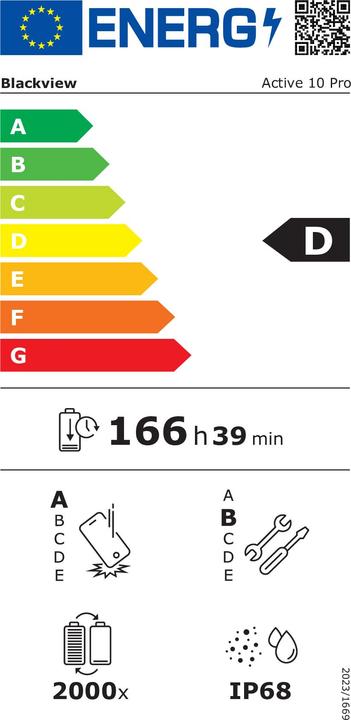 Energie-Label Blackview Active 10 Pro (5G, 10.95", 256 GB, Orange)