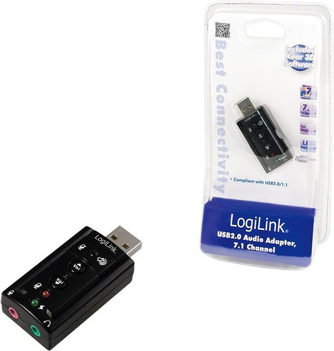 LogiLink USB 2.0 sound card with Virtual 7.1 sound effect offers the possibility of loudspeakers (USB)