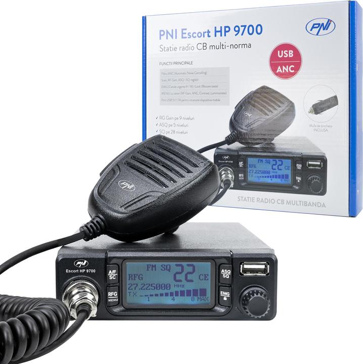 Produktbild PNI CB-Funkgerät Escort HP 9700 USB, ANC, ASQ, 12V/24V Netzteil, Zigarettenanzünderstecker inklusive