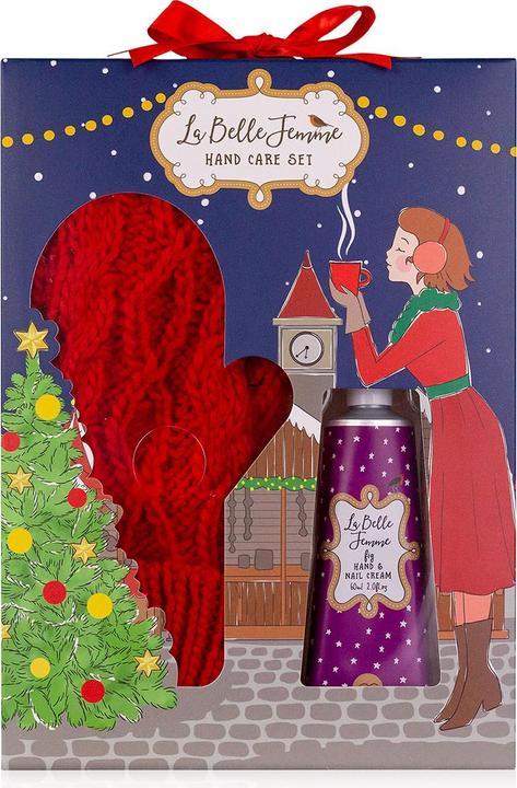 Produktbild Accentra Handpflegeset LA BELLE FEMME NOEL in Geschenkbox, inkl. 60ml Hand- & Nagelcreme, Strick-Handschuhe ( (Manicure set)