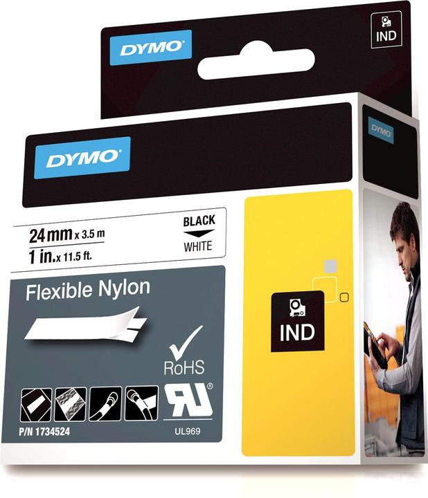 Actual product image Dymo Rhino nylon ribbon, white (9 cm, Multicoloured)