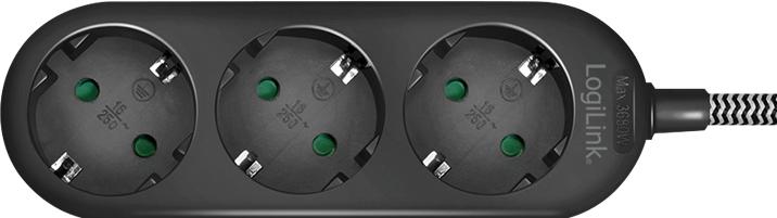 Produktbild LogiLink Steckdosenleiste,3xCEE 7/3,Textilkabel (3x, CEE 7/3, 1.50 m)