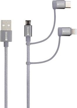 Produktbild Skross USB Kabel USB-C 2.0 to Lightning Cable, Braiding, 2,00m space gray (2 m, USB 2.0)