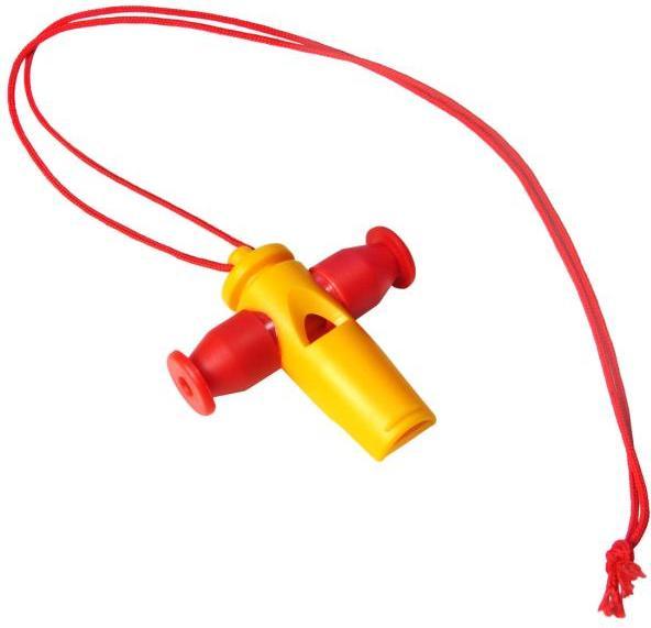 Actual product image keepdrum Samba whistle yellow-red 3-tone (German)