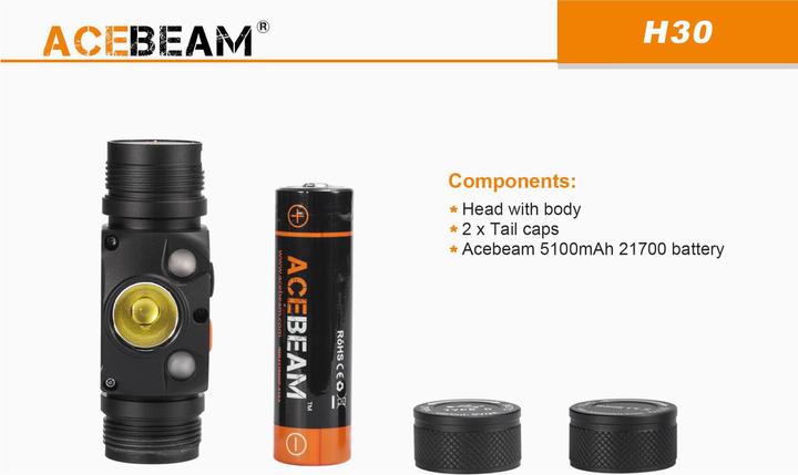 Produktbild AceBeam H30 Stirnlampe mit 4000 Lumen (4000 lm)