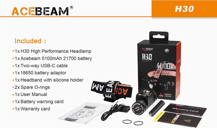 Produktbild AceBeam H30 Stirnlampe mit 4000 Lumen (4000 lm)