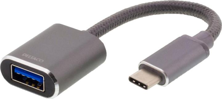 Produktbild Deltaco OTG Adapter, USB-C for USB-A - Grey (0.11 m)