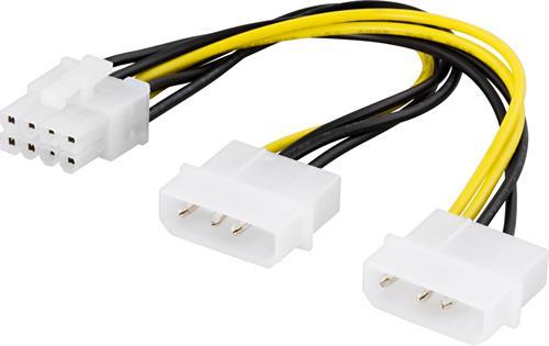 Image du produit Deltaco Adaptateur de courant 2x Molex->8-pin PCI-Express 30cm