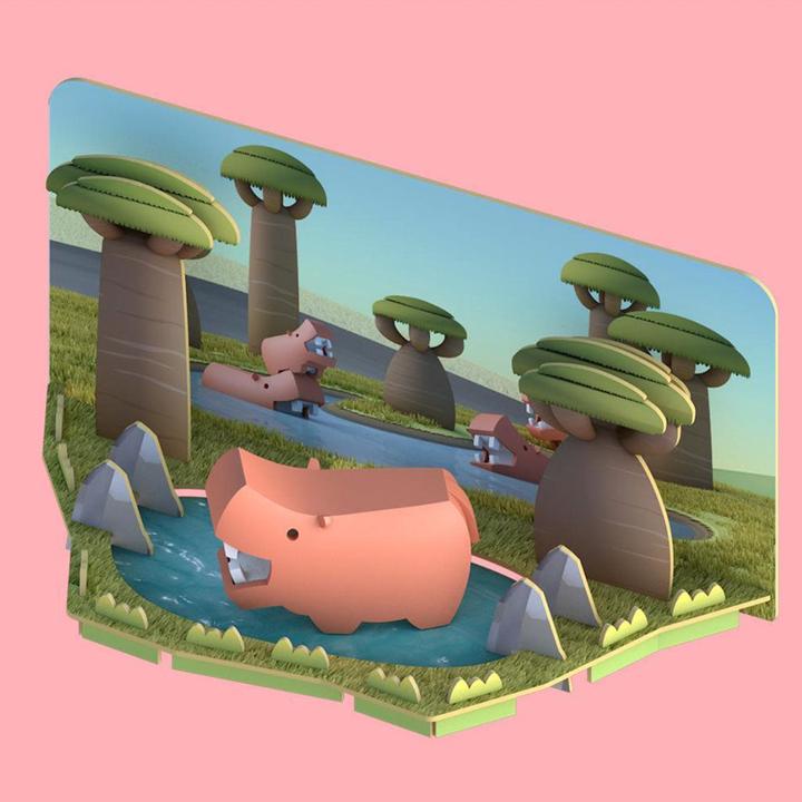 Actual product image Halftoys Animal World - Hippo version