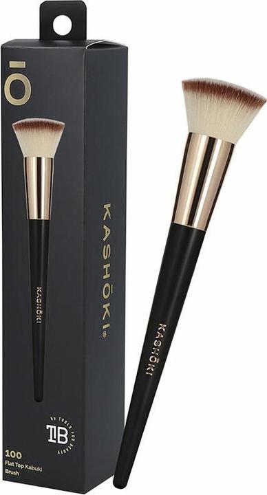 Immagine prodotto Tools for Beauty T4B KASHOKI 100 FLAT TOP KABUKI BRUSH Pennello per cipria, pennello di bellezza per il trucco a (Talco)