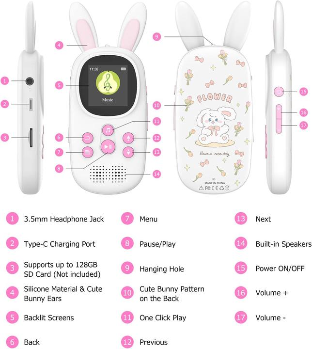 Actual product image ChenFec Bluetooth MP3 player (16 GB)