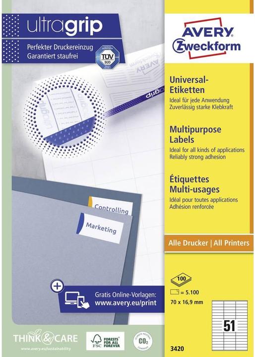 Actual product image Avery Universal labels