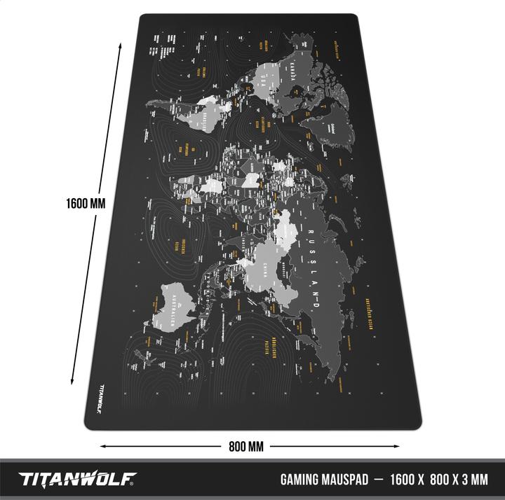 Immagine prodotto Titanwolf Tappetino per mouse da gioco, tappetino per mouse da gioco 1600 x 600 mm XXXL speed, tappetino per (XXL)
