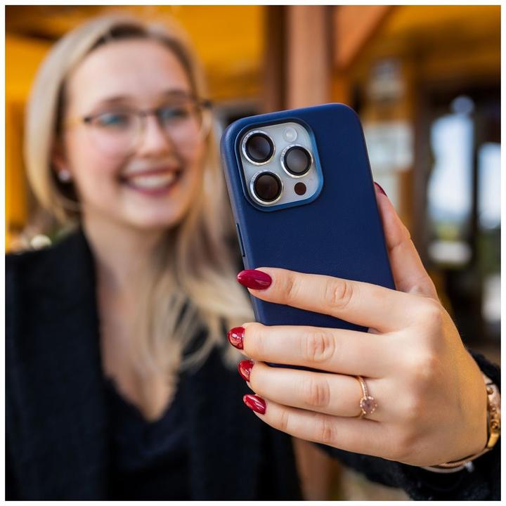 Produktbild Fixed Fixiertes MagLeather | Rückseite | Apfel | iPhone 16 Plus | Leder | Blau (Apple iPhone 16 Plus)