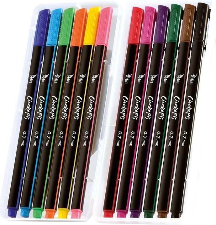 Tetis Fineliner 12k dreieckig 0,7mm (KC001-B) (Mehrfarbig, 12 x)