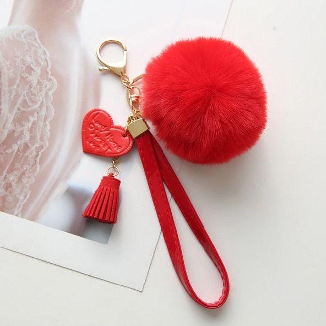 Actual product image MU Style Pompom keychain with faux leather details