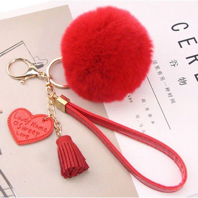 Actual product image MU Style Pompom keychain with faux leather details