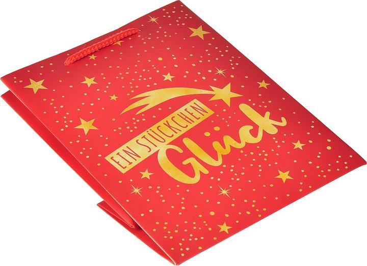 Produktbild Viana Geschenktüte aus Papier Rot Goldgelb für Weihnachtsgeschenke (2x)