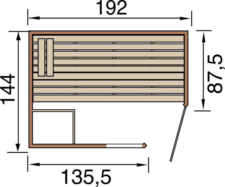 Actual product image Weka Holzbau Solid wood element sauna 38 mm LAUKKALA 2 GTF incl. sauna light set (Without oven)