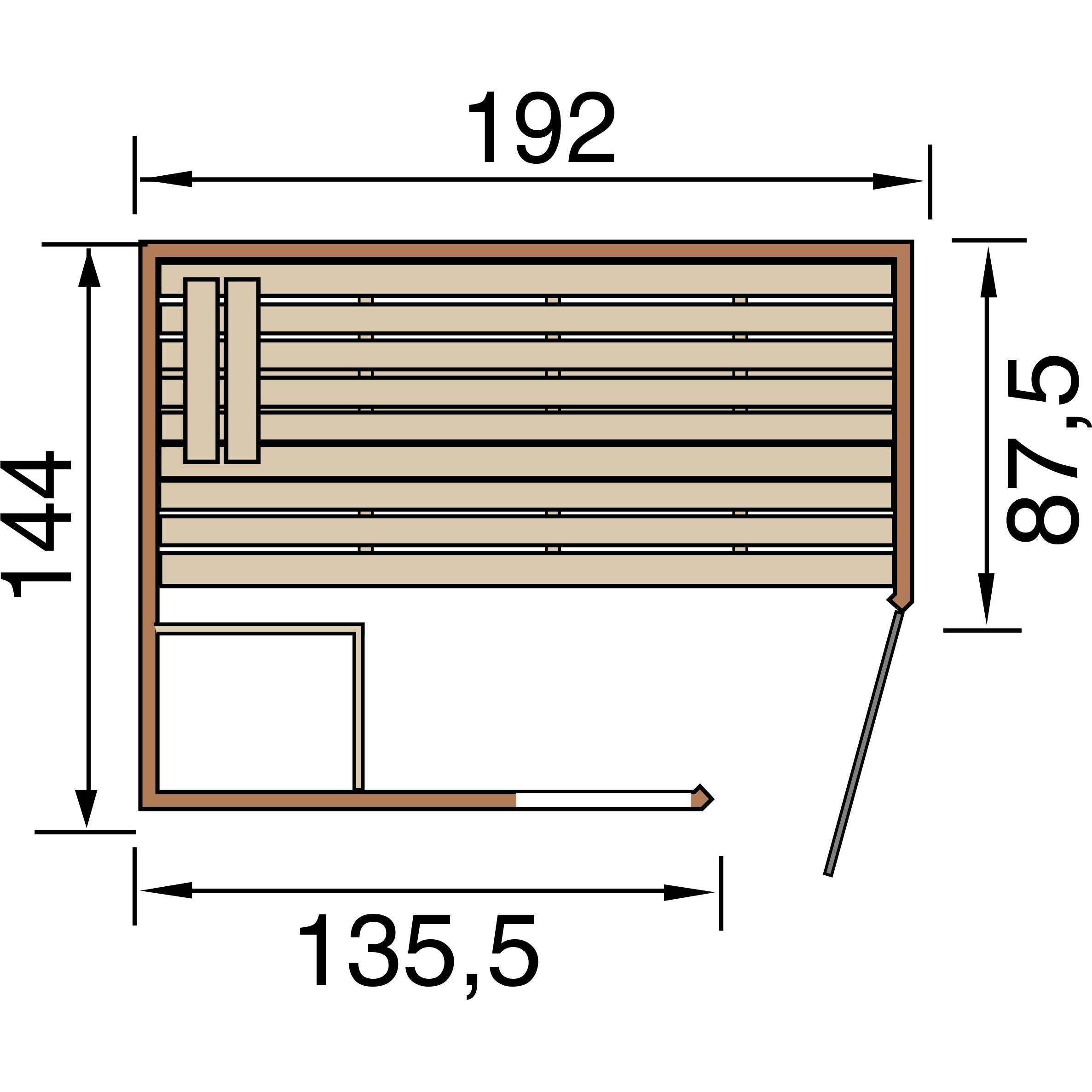 Thumbnail - Weka Holzbau, Sauna, Massivholz-Elementsauna 38 mm LAUKKALA 2 GTF inkl. Saunaleuchten-Set (Ohne Ofen)