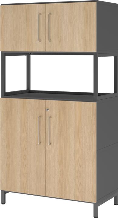 Actual product image Hammerbacher Combination wardrobe, 4OH, plinth, graphite/oak (80 x 41.70 x 153.20 cm)