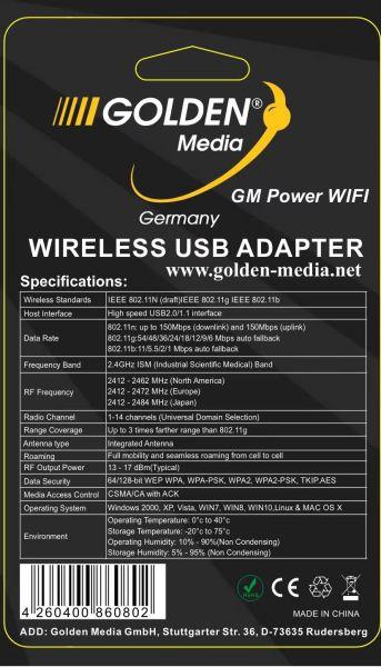 Immagine prodotto Golden Media Alimentazione USB WiFi (USB 2.0)