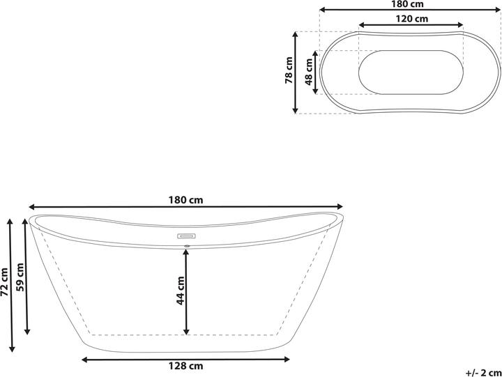 Actual product image Beliani Bathtub freestanding red oval 180 x 78 cm ANTIGUA (253 l, 180 cm, 180 cm)