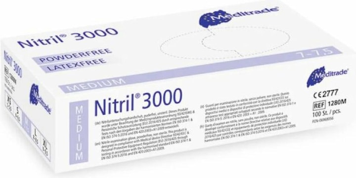 Meditrade Guanti da esplorazione Nitril 3000 X-long blu senza polvere (M)