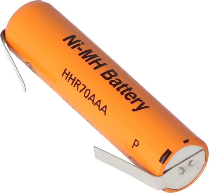 Actual product image Panasonic Sanyo HR-AAAU NiMH rechargeable battery Micro AAA Flat Top with soldering lug in U-shape (AAA, 730 mAh)